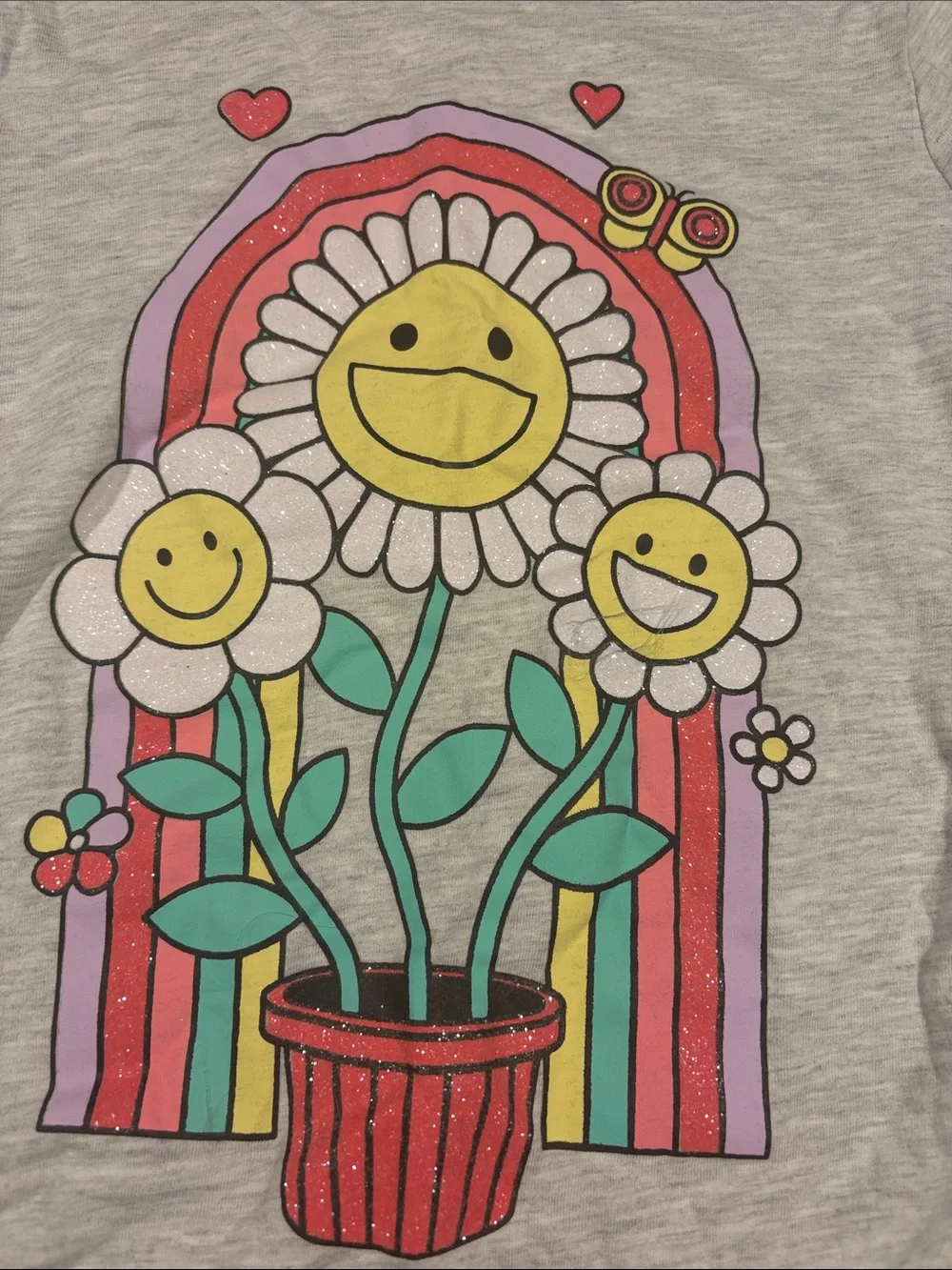 Girls' Gray Rainbow Daisy Graphic Tee